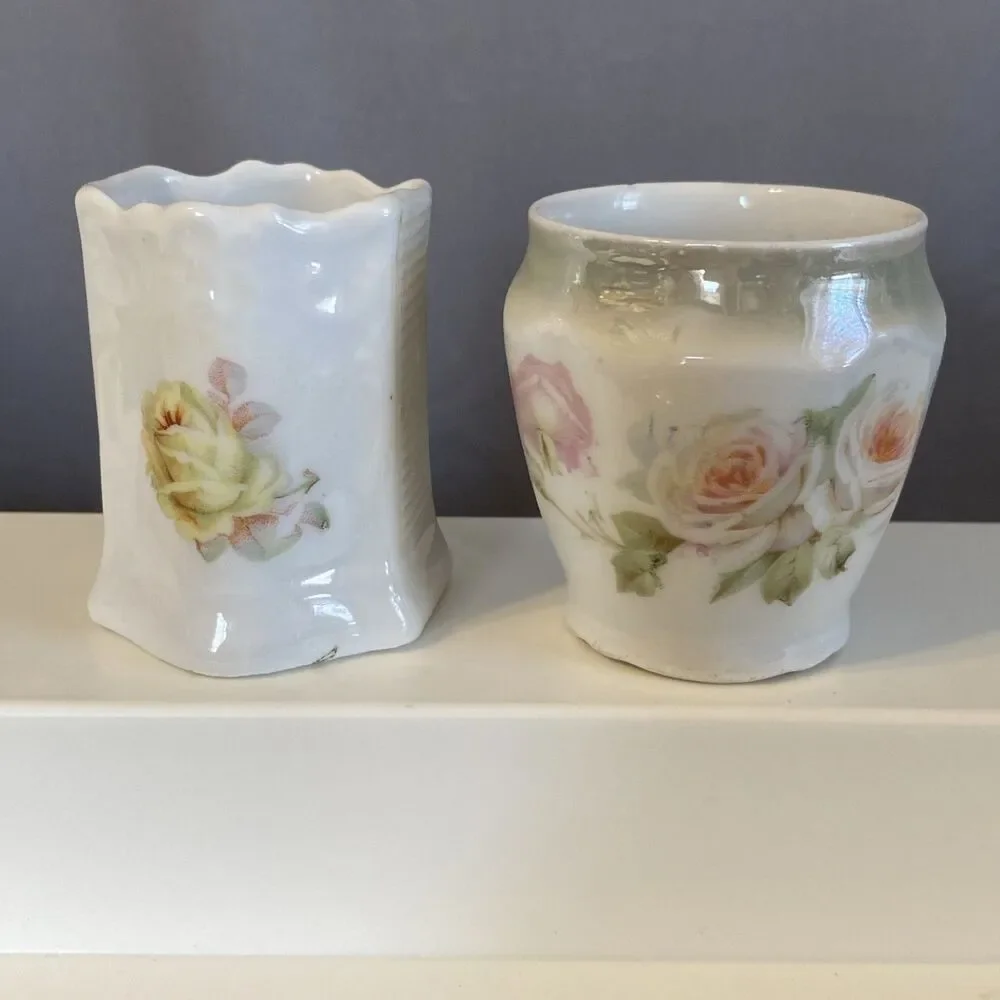 2 Vintage Toothpick Holders Floral Bavaria And Germany
